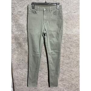 Uniqlo EZY Jeans Womens M Waist 28-29 Skinny Tapered Stretch High Rise Green